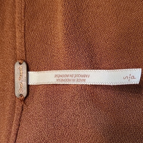 Free People V Neck Front Tie Top Rust Long Sleeve Small - Picture 5 of 10